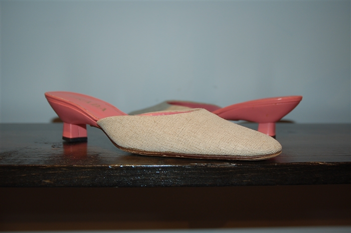 Raw Cotton Prada Kitten Heels, size 7.5