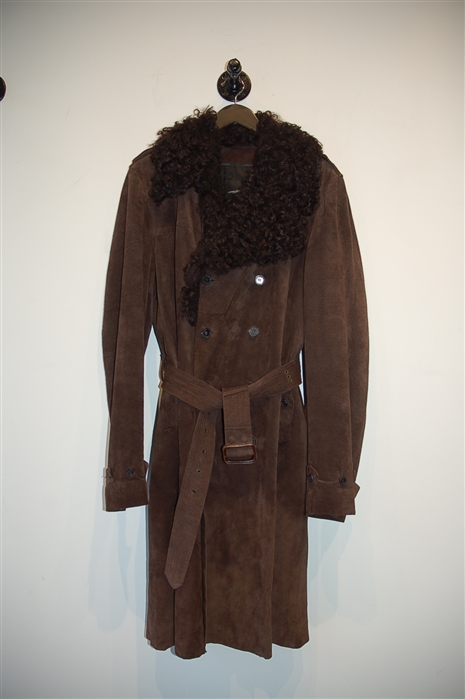 Brown Suede Costume National Trench Coat, size L