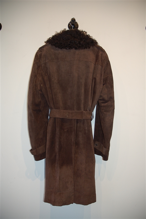 Brown Suede Costume National Trench Coat, size L