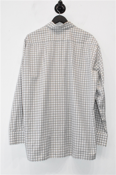 Beige Check Canali Button Shirt, size 2XL