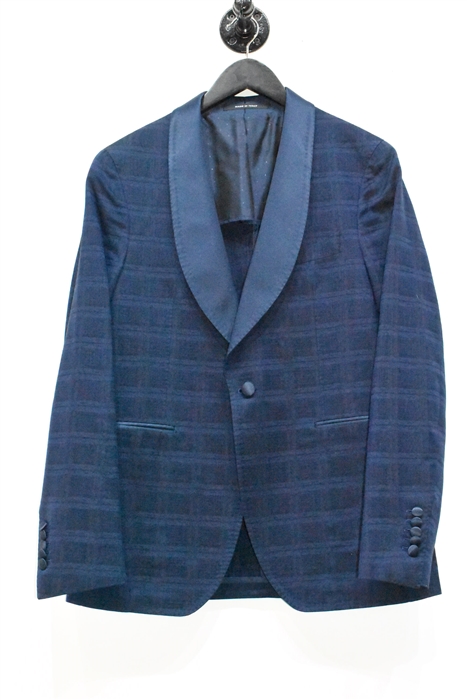 Navy Check Tagliatore Tuxedo Jacket & Vest, size 38