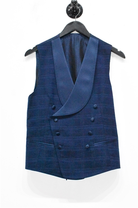 Navy Check Tagliatore Tuxedo Jacket & Vest, size 38