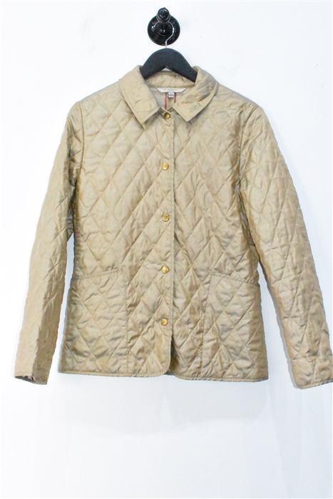 Satin Beige Burberry Quilted Jacket, size XS