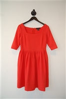 Coral Red Pink Tartan A-Line Dress, size 4