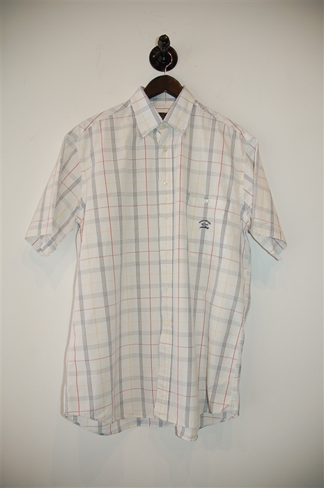 White Check Paul & Shark Short-Sleeved Shirt, size L