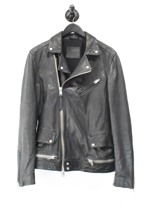 Black Leather All Saints Leather Jacket, size XS