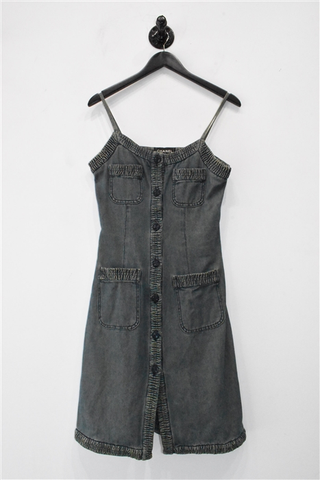 Washed Denim Chanel Denim Dress, size 8