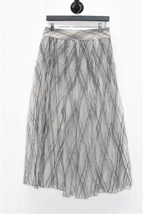 Beige & Gray Brunello Cucinelli Midi Skirt, size 6