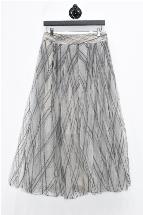Beige & Gray Brunello Cucinelli Midi Skirt, size 6