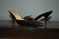 Black Leather Prada Kitten Heels, size 7.5