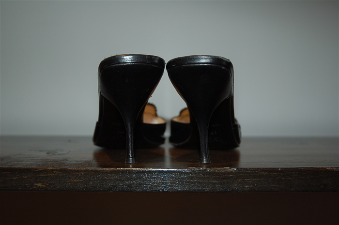 Black Leather Prada Kitten Heels, size 7.5