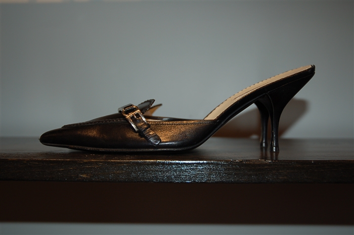 Black Leather Prada Kitten Heels, size 7.5