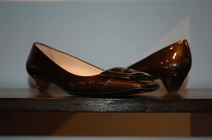 Dark Bronze Prada Kitten Heels, size 8