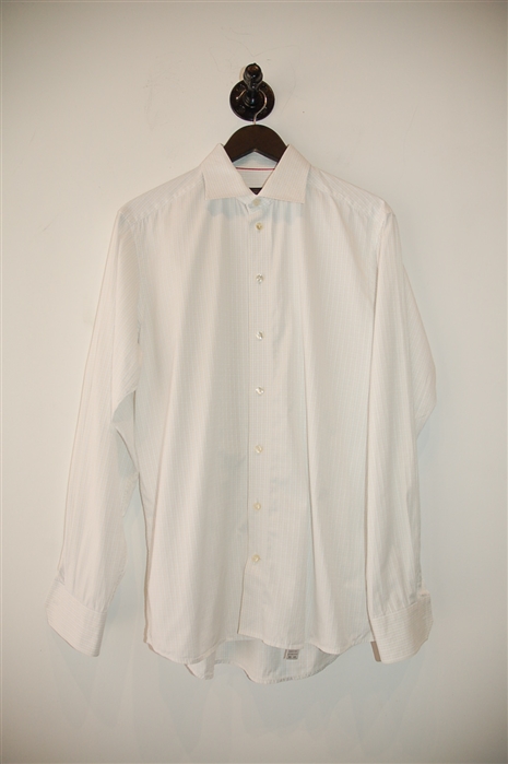 White Check Eton Button Shirt, size L