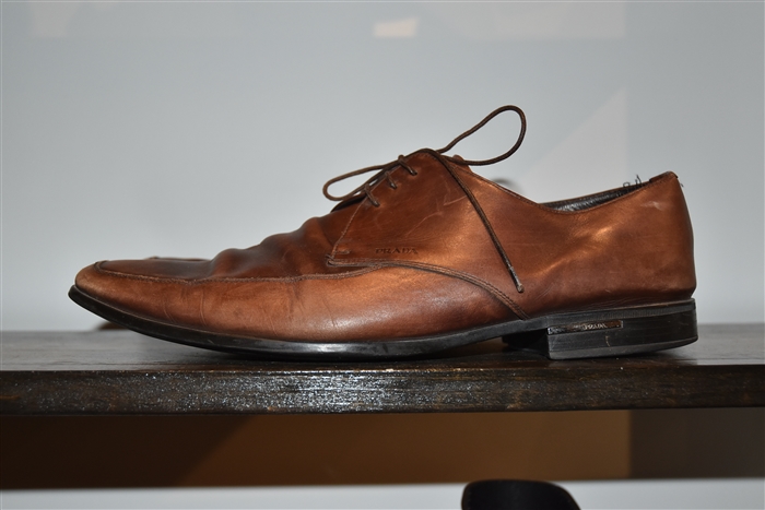 Cognac Prada Derby, size 10.5