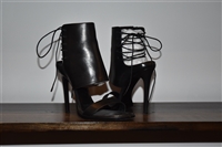 Black Leather Haider Ackermann Sandal, size 8.5
