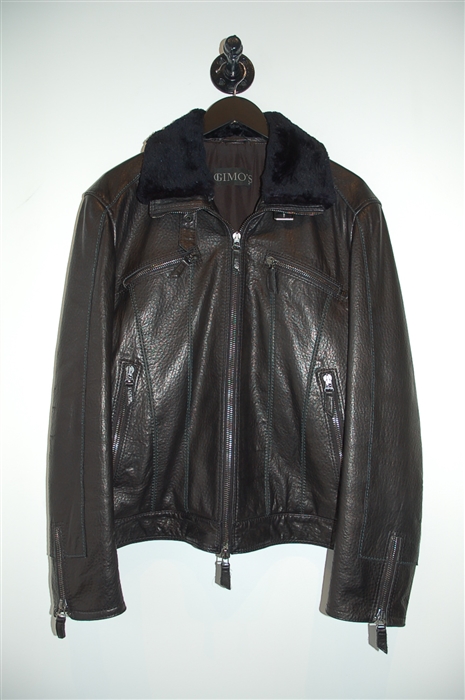 Black Leather Gimo's Leather Jacket, size L