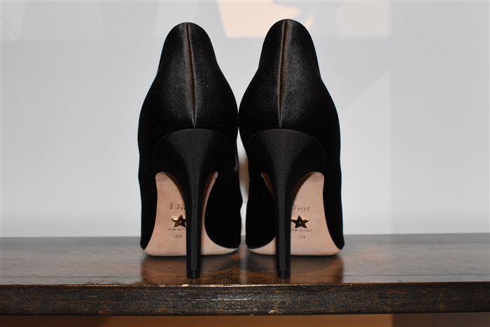 Black Satin Dior Pumps, size 9