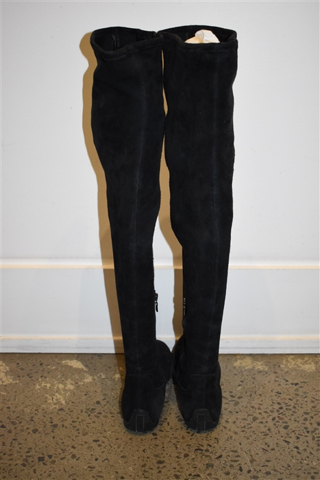 Black Suede Prada Over-the-Knee Boots, size 5.5