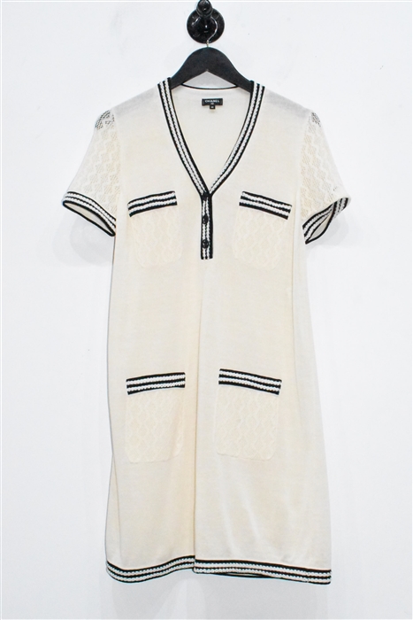 Cream Chanel Shift Dress, size 8