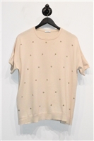 Cream Brunello Cucinelli Short-Sleeved Top, size M