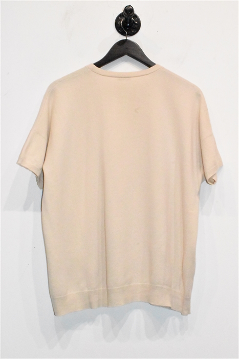 Cream Brunello Cucinelli Short-Sleeved Top, size M