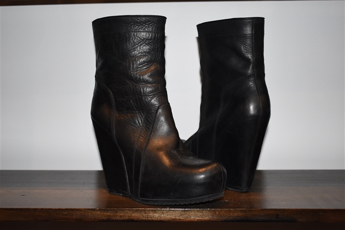 Black Leather Rick Owens Boots, size 8.5