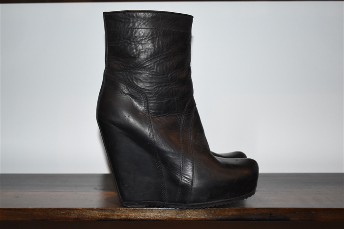 Black Leather Rick Owens Boots, size 8.5