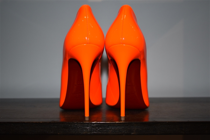 Neon Orange Christian Louboutin Pumps, size 8