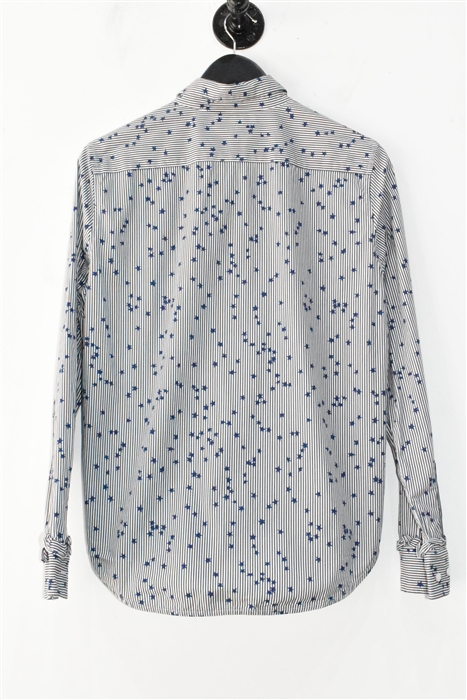 Navy Stripe Equipment Button Shirt, size L