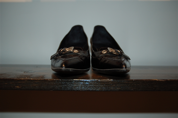 Black Leather Prada Kitten Heels, size 7.5