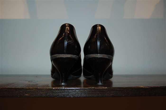 Black Leather Prada Kitten Heels, size 7.5