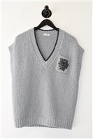 Slate Blue Brunello Cucinelli Sweater Vest, size L