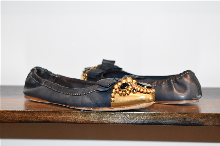 Navy Miu Miu Ballet Flats, size 8