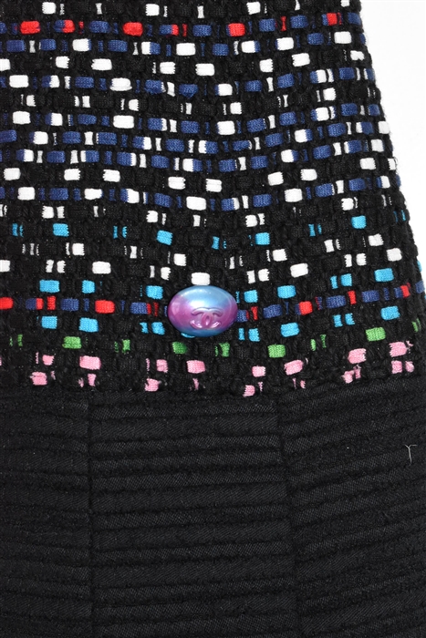 Black Tweed Chanel Drop Waist Dress, size 8