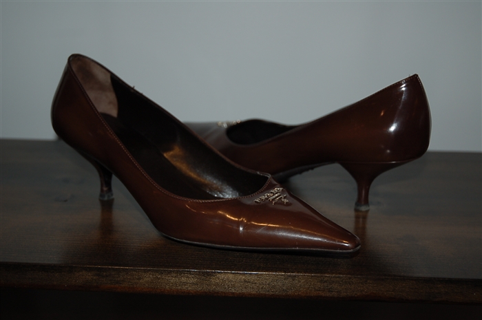 Chocolate Prada Kitten Heels, size 8.5