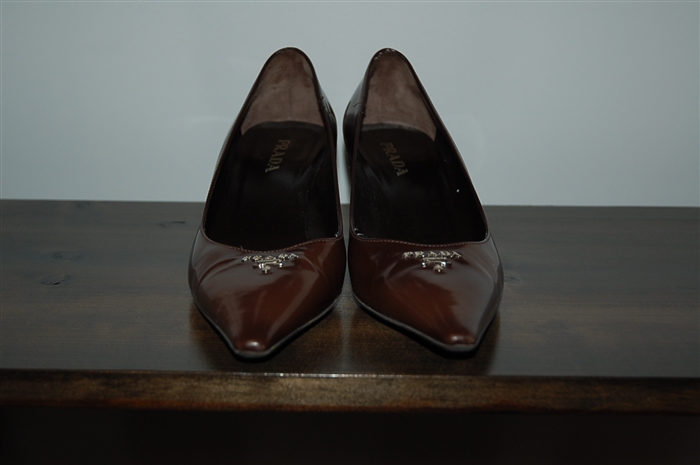 Chocolate Prada Kitten Heels, size 8.5