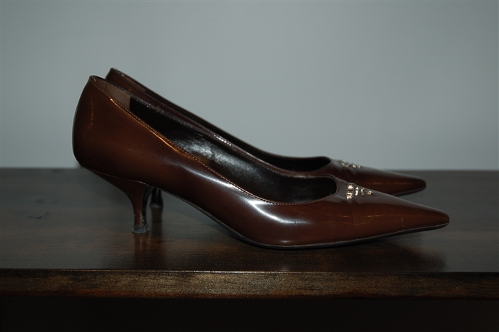 Chocolate Prada Kitten Heels, size 8.5