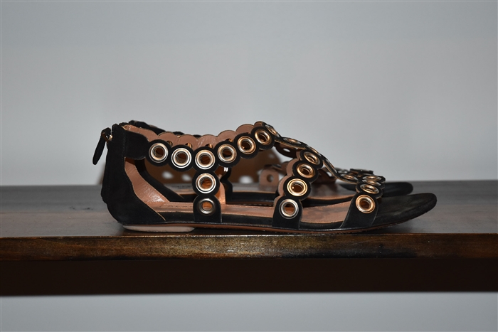 Black Suede Alaia Sandal, size 8