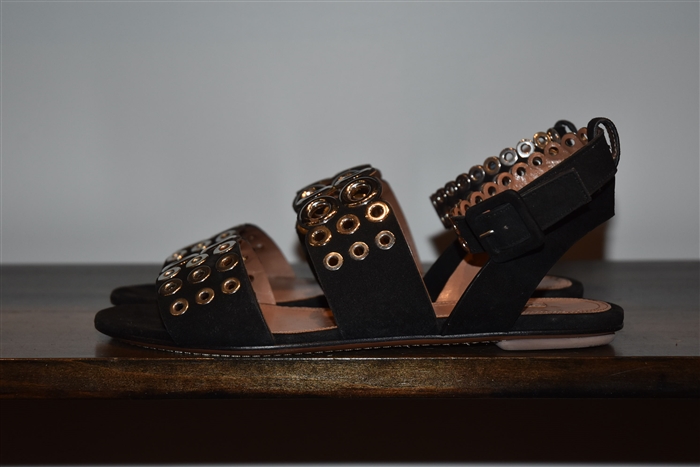 Black Suede Alaia Sandal, size 8
