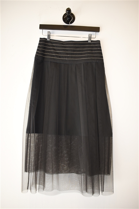 Basic Black Brunello Cucinelli A-Line Skirt, size 4