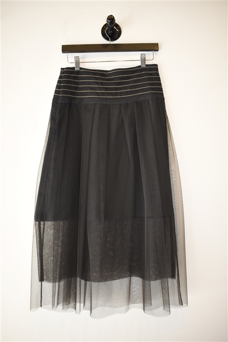 Basic Black Brunello Cucinelli A-Line Skirt, size 4