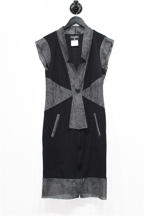 Black & Gray Chanel Sheath Dress, size 8