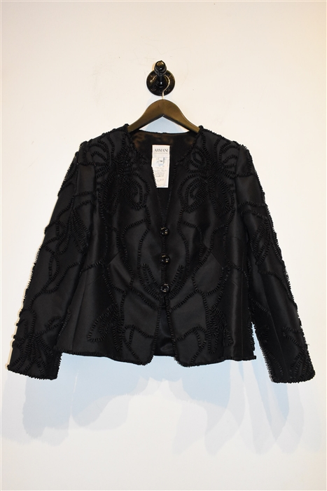 Black Satin Armani Collezioni Dress Jacket, size L