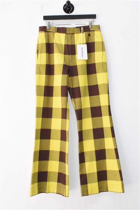 Yellow Check Acne Studios Trousers, size 32