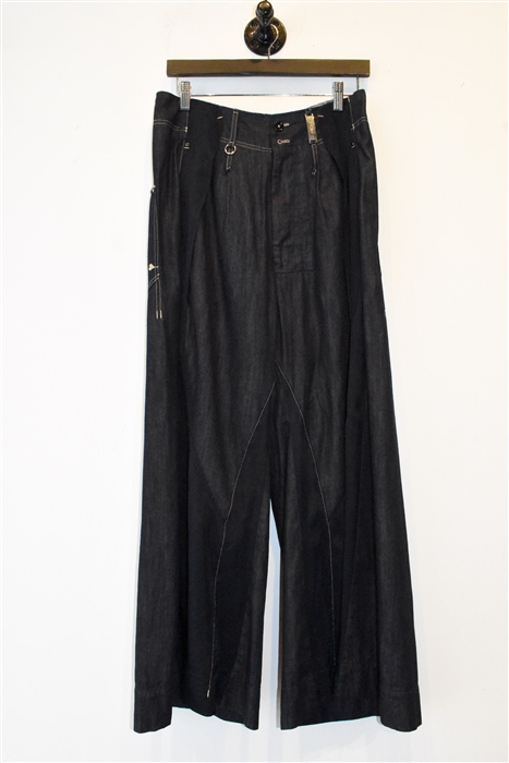 Dark Denim High Wide-Leg Trousers, size 10