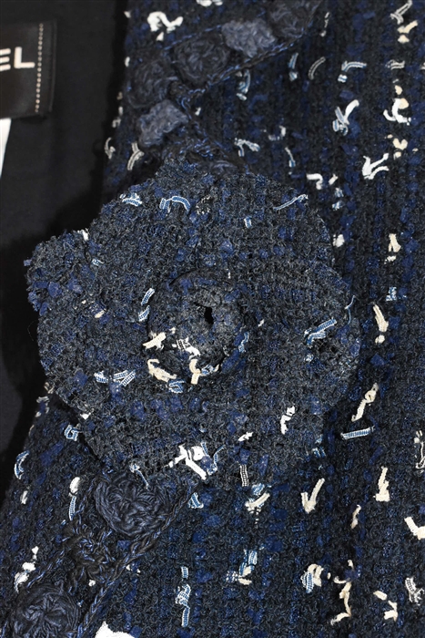 Navy Tweed Chanel Tweed Jacket, size 8