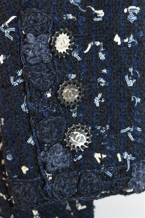 Navy Tweed Chanel Tweed Jacket, size 8