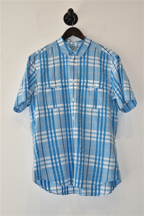 Blue Check Burberry Short-Sleeved Shirt, size L