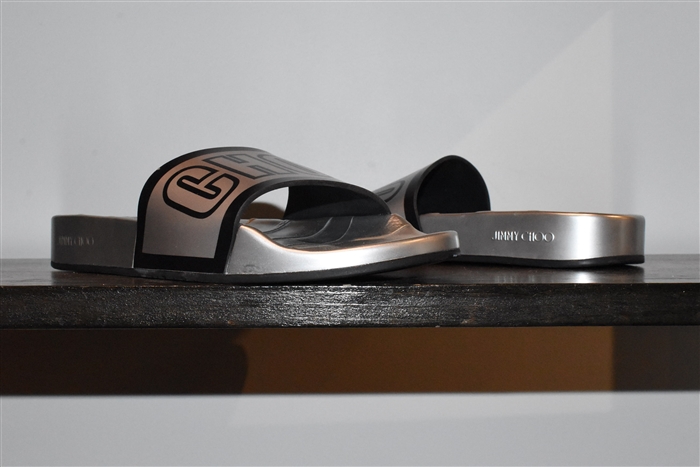 Metallic Silver Jimmy Choo Slides, size 8